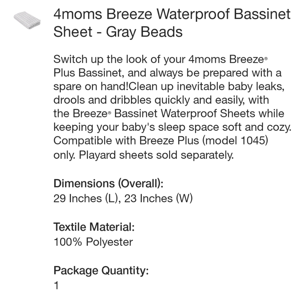 4moms Breeze Waterproof Bassinet Sheet - Grey Beads - Picture 4 of 7